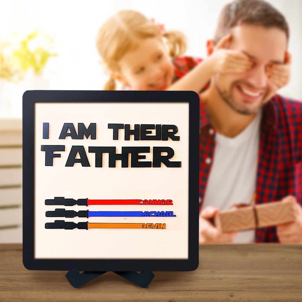 Custom Name Lightsaber Sign - Personalised Father's Day Gift with Wooden Plaque