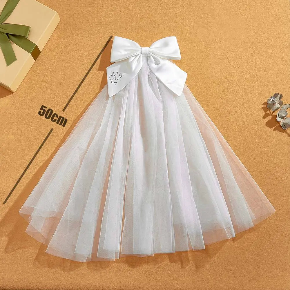 Personalised Bridal Veil Bow Clip | Unique Bride Gift | Wedding Accessory