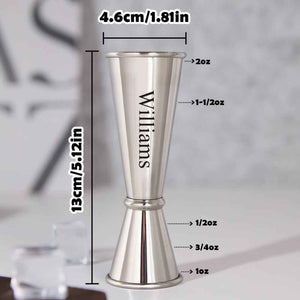 Personalized Engraved Text Stainless Steel Cocktail Jigger Measurements Gift for Bartender