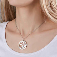 Round and Heart Engraved Necklace with Custom Birthstones