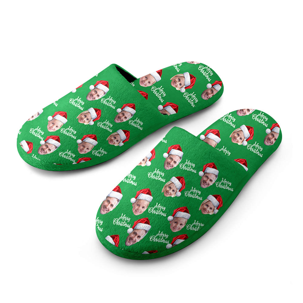 Detail of soft cotton lining and flannel upper on personalised unisex Christmas slippers