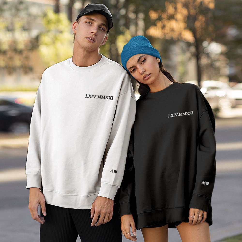 Size and fit display for personalised couple hoodies — unisex sizing suitable for him, her and teens