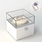 Close-up of the adjustable 1.8cm ring holder inside the copper Bear Cake Ring Box showing secure clasp and fine detail
