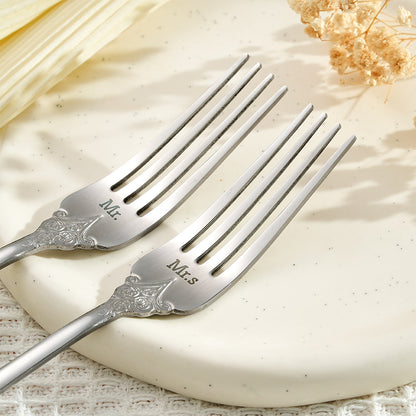 Personalised Vintage Forks Set | Custom Anniversary & Wedding Gift for Couples