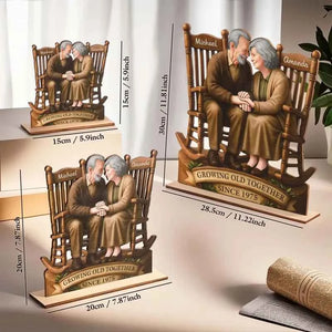 Custom Couple Wooden Ornaments Custom Text 2-Layered Wooden Plaque With Flat Stand Gift For Husband Wife Anniversary Gift