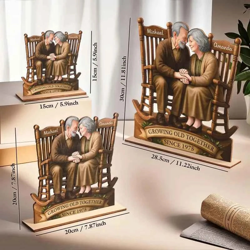 Custom Couple Wooden Ornaments Custom Text 2-Layered Wooden Plaque With Flat Stand Gift For Husband Wife Anniversary Gift