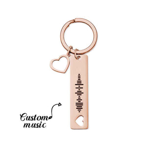 Personalized Scannable Music Code Keychain with Heart Pendant