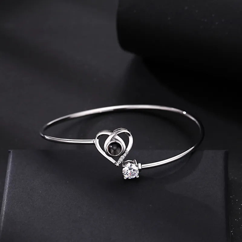Personalised Photo Projection Bracelet | Engraved Heart Jewellery Gift