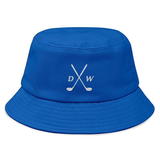 Personalised unisex embroidered bucket hat front view – soft cotton fisherman/golf hat, foldable and breathable
