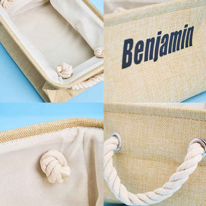 Personalized Storage Basket with Name Toy Bin Linen Organizer Gift for Children