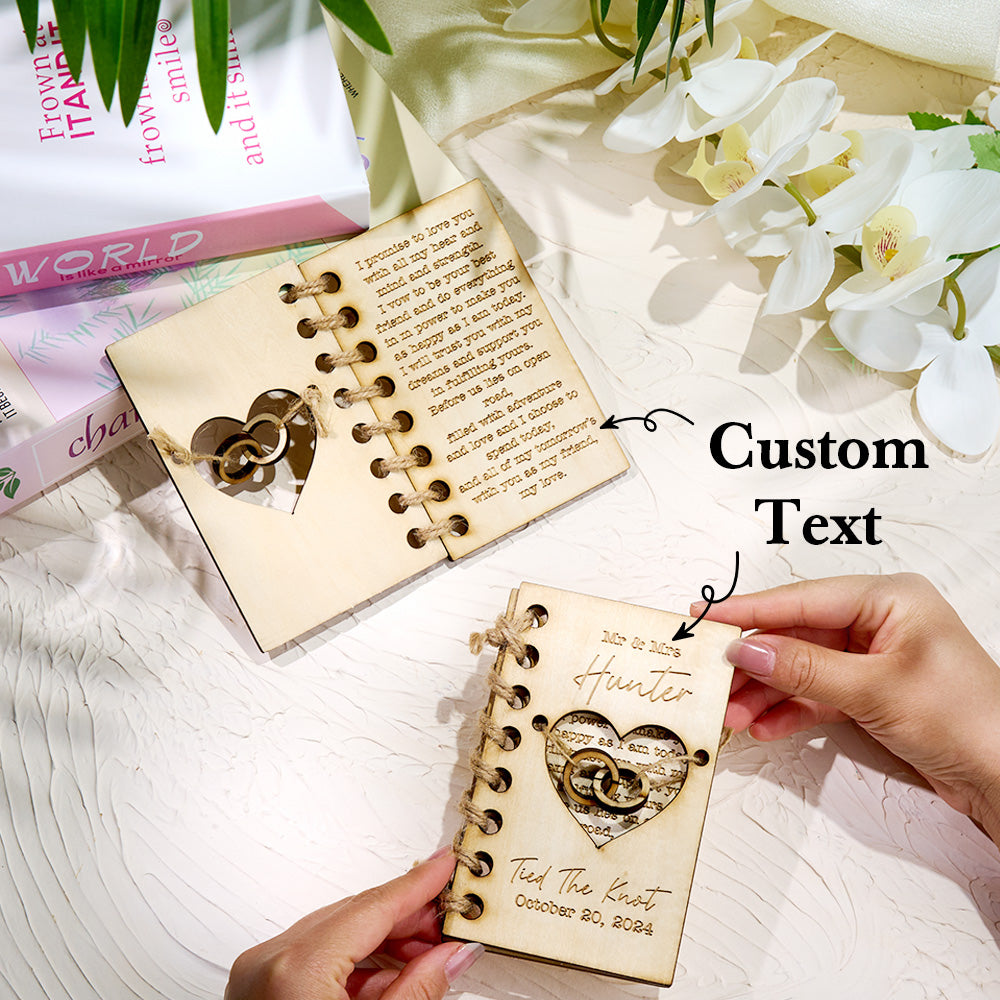 Personalised Wooden Wedding Vow Book - Handcrafted Keepsake Gift for Newlyweds