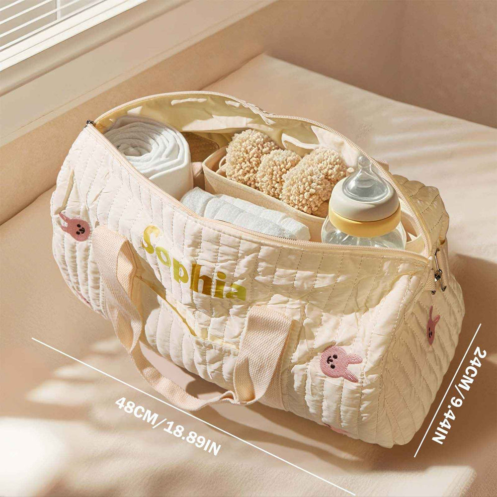 Personalized Cute Rabbit Bear Large Capacity Multiple Compartments Baby Hospital Bag Pregnancy Gift for Her