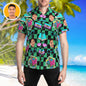 Custom Face Retro Hawaiian Shirt front view — personalised 80s music Aloha shirt with bold face print, lapel collar and vivid heat-transfer colours