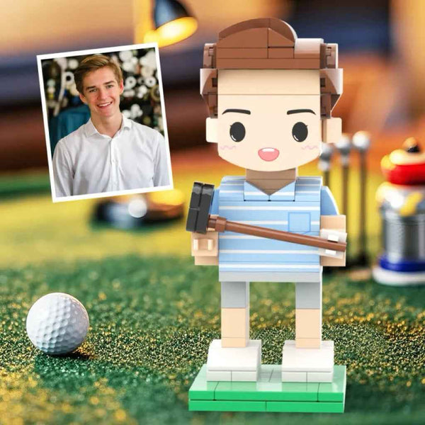 Custom Head 1 Person Cute Golf Palyer Brick Figure Birthday Gift Anniversary Gift