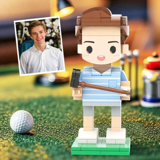 Custom Head 1 Person Cute Golf Palyer Brick Figure Birthday Gift Anniversary Gift