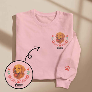 Custom Embroidered-Style Pet Sweatshirt – Personalized Pullover with Pet Name & Wreath