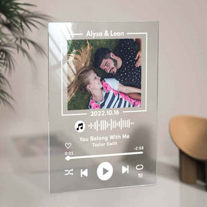 Custom Glass Code Plaque Music Keychain/Plaque 7 Color Night Light Gift For Anniversary