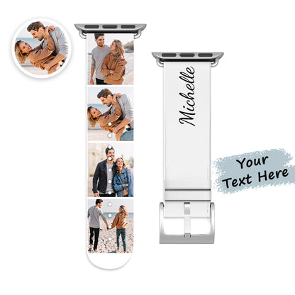Personalised photo Apple Watch band printed on eco-friendly silicone with an uploaded image; UV printing for vivid colour and fade resistance; compatible with Apple Watch 38/40mm and 42/44mm.