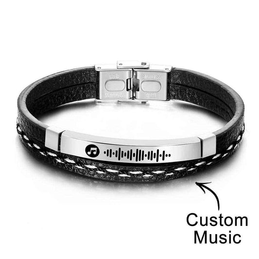 Scannable Code Custom Music Bracelet Leather Gifts