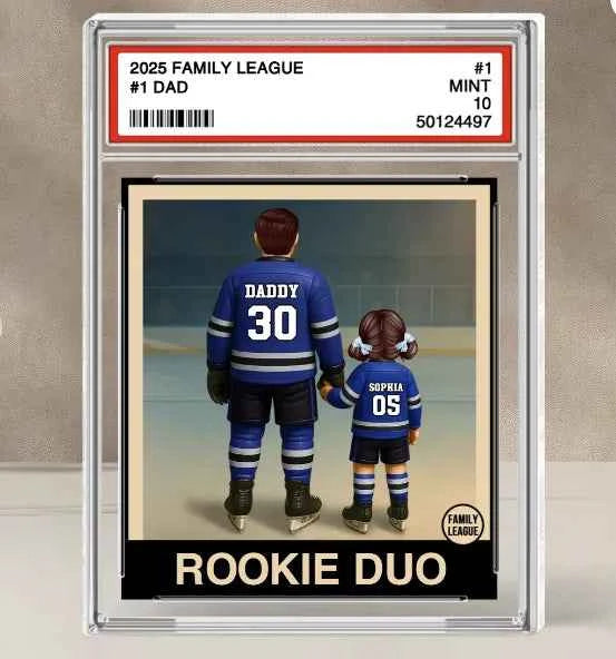 Personalized Acrylic Block Plaque Hockey No. 1 Dad Man & Kids Trading Card Style Father's Day Gifts Birthday Gift