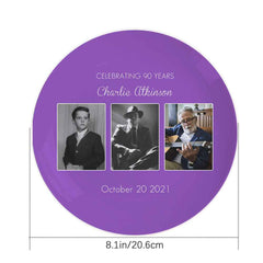 Custom Memorable Photo Purple Dinner Plates with Text