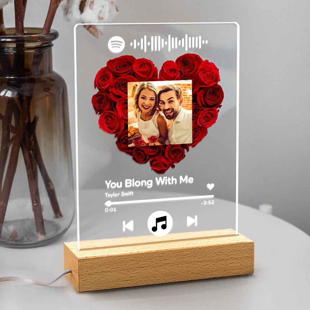 Custom Rose Plauqe  Personalized Night Light Romantic & Sentimental Birthday Gifts For Boyfriend
