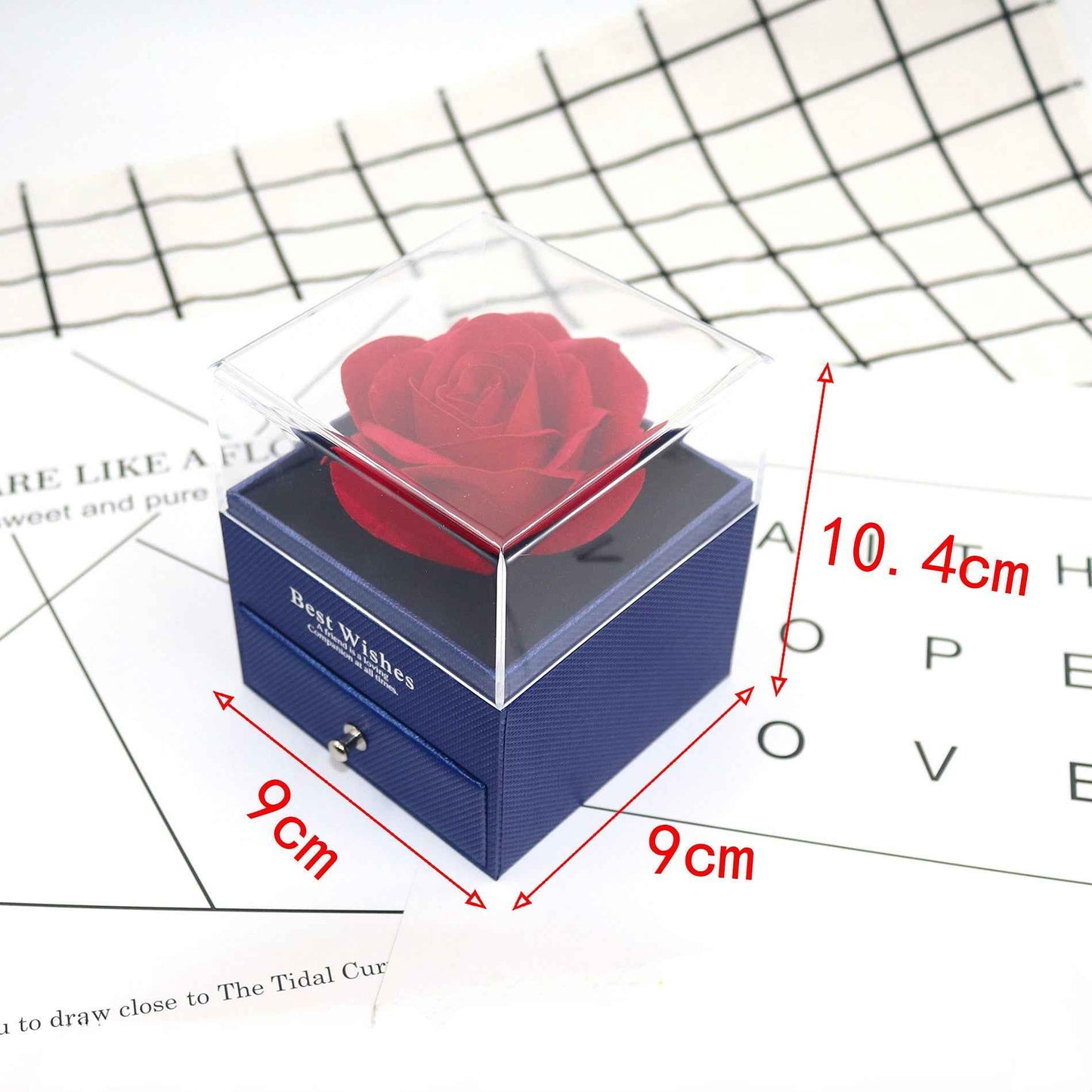 Rose Jewelry Gift Box with Greeting Card and Gift Bag