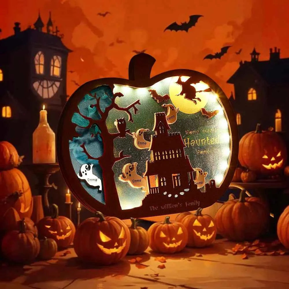 Personalized Halloween Light with Family Name Halloween Decorations Night Light Gifts for Family