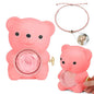 Detailed view of the rose bear presentation made from preserved roses – elegant accompaniment to the personalised bracelet