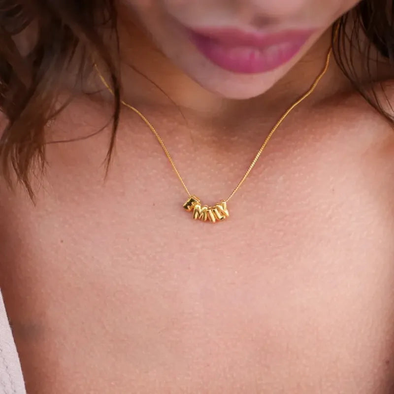 Personalised 3D Bubble Letters Name Necklace - Unique Gift for Loved Ones