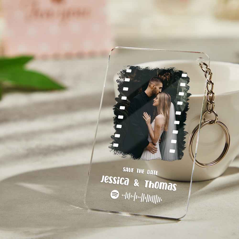 Custom Photo Music Plaque Personalized Glass Keychain Gift Foe Lover