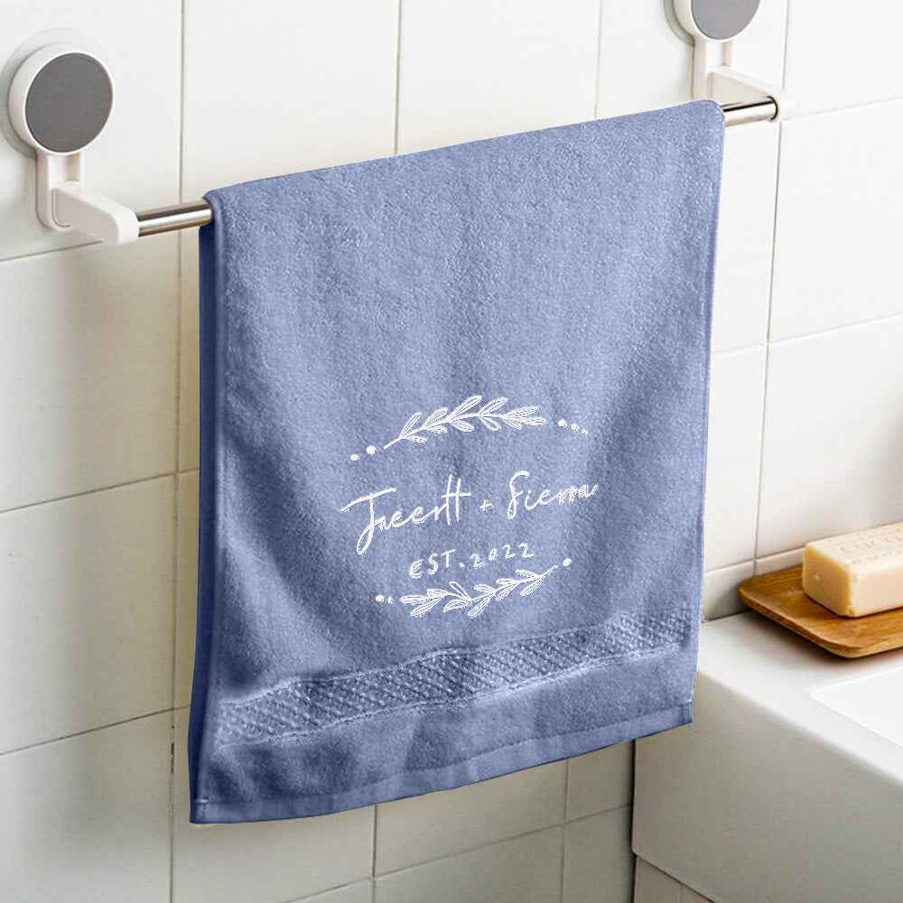 Personalized Name and Date Towel Custom Embroidered Towels for Anniversary
