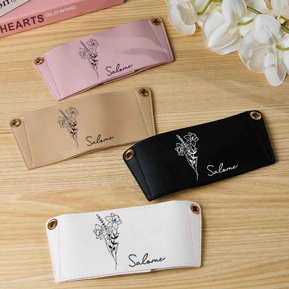 Personalized Birth Flower Water Bottle Carrier Bag for 40oz Stanley Tumbler Adjustable Strap Gift for Women