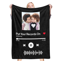 Personalised Scannable Music Code Fleece Blanket - Custom Photo & Text