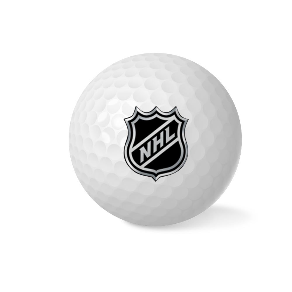 Collection of personalised golf balls showing unique wind-tunnel dimple pattern and vibrant custom logos — durable rubber personalised golf gifts for weddings and corporate events