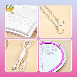 Personalized Mom You Are the Piece That Holds Us Together Neon Mirror Light Puzzle Piece Sign Mother's Day Gifts