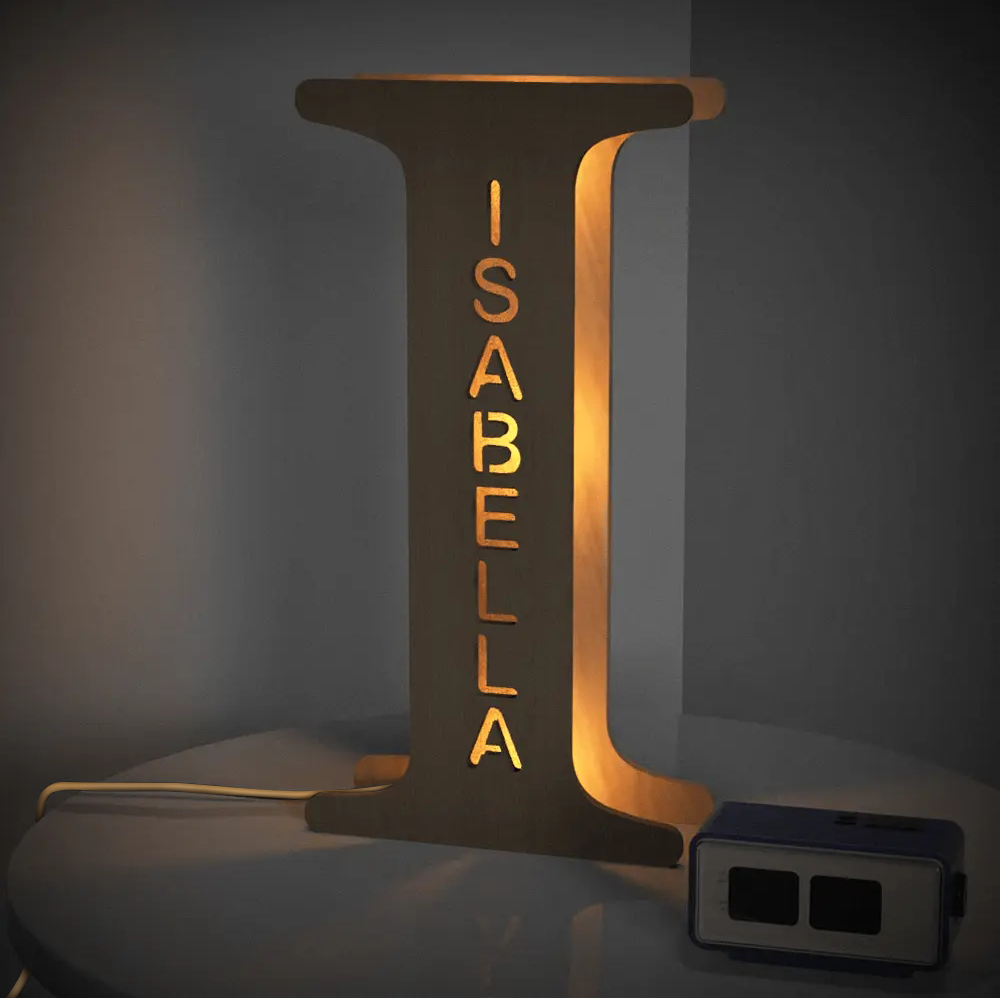 Personalised Wooden Letter Lamp - Custom Name Night Light 19CM - Unique Gift