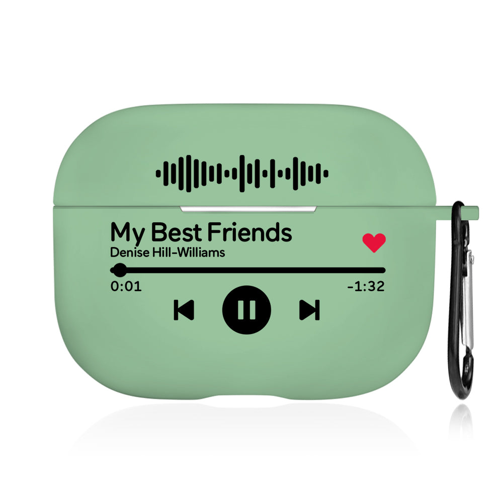 Close-up of engraved name on the AirPods Case edge