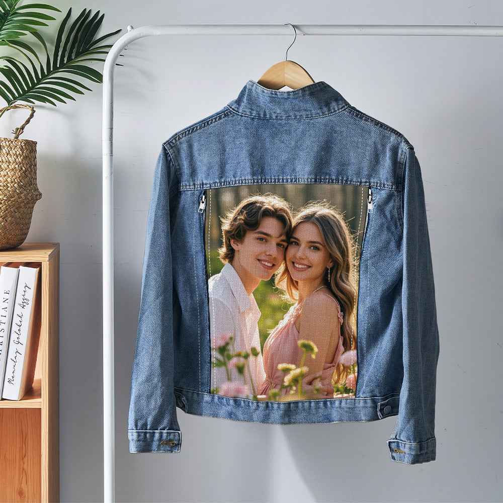 Custom Denim Jacket with Personalized Photo Jean Jacket Gift for Women