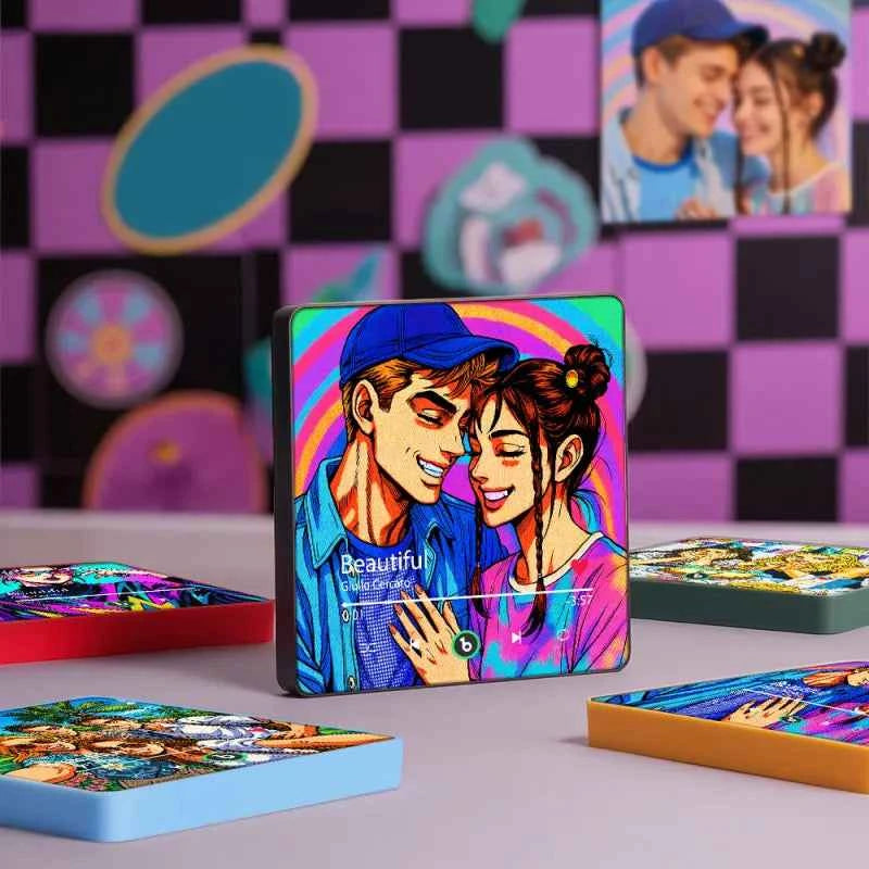 FridgeBeats Framed 4.0 Custom Anime-style Music Fridge Magnet and Photo with Colorful Frame Music Wall Photo Sticker Music Movement