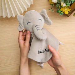 Personalized Soothe Towel Bibs Soft Sleeping Rabbit Elephant with Embroidered Name Gift for Baby