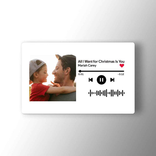 Custom Scannable Code Music Wallet Insert Card with Photo - White