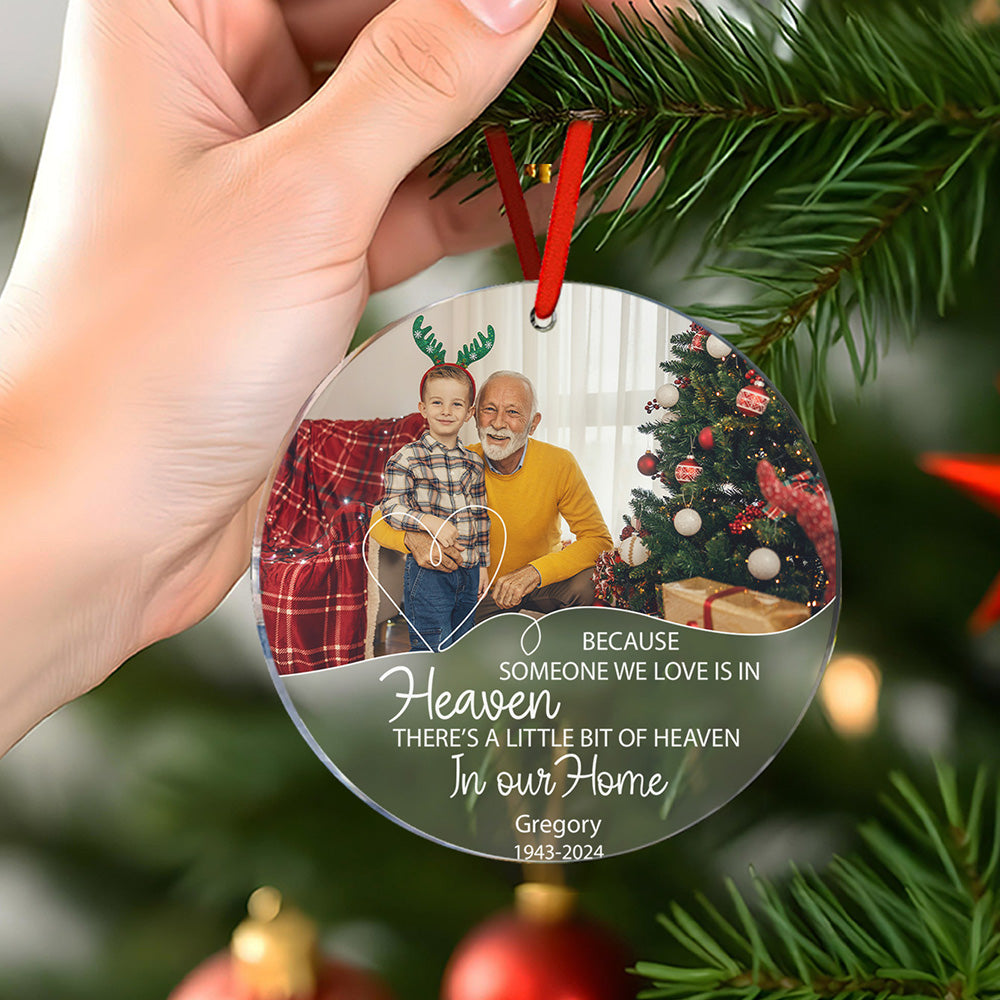 Personalised In Loving Memory Christmas Bauble with Photo - Memorial Keepsake