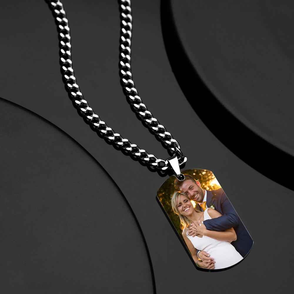 Valentine's Day Gifts Personalized Stainless Steel Military Dog Tags Engraved Necklace With Photo