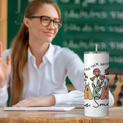 Personalised Wildflowers 20oz Skinny Tumbler with Straw - Custom Teacher Gift