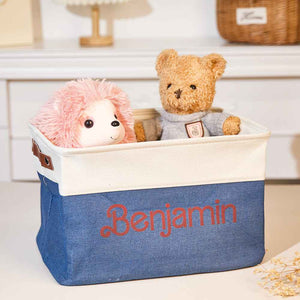 Personalized Storage Basket with Name Toy Bin Linen Organizer Gifts for Children