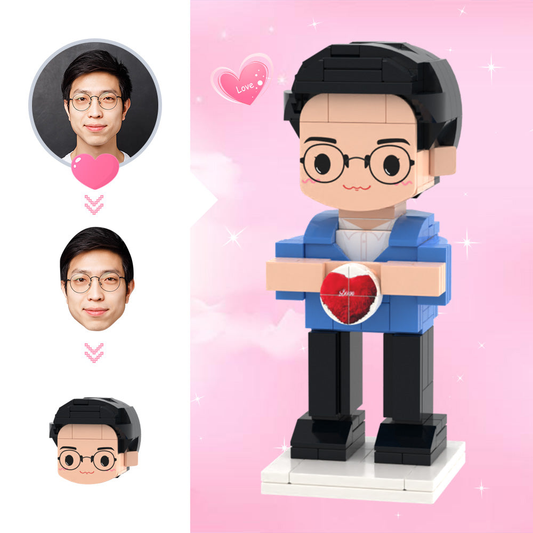 Personalised Head Brick Figure – custom one-person mini figure made from a photo, bespoke personalised keepsake in eco-friendly ABS