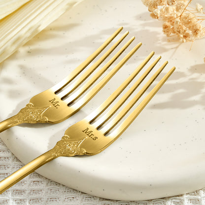 Personalised Vintage Forks Set | Custom Anniversary & Wedding Gift for Couples