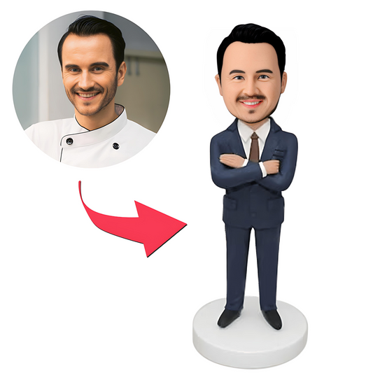Handmade Custom Businessman Bobblehead With Engraved Text - Unique Boss's Day Gift