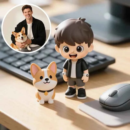 Custom 1 Person and 1 Pet 3D Mini Figure From Your Photo Personalized Toy Figure Gifts For Kids